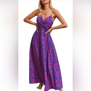 Cupshe Bold Blue & Hot Pink Floral Maxi Dress